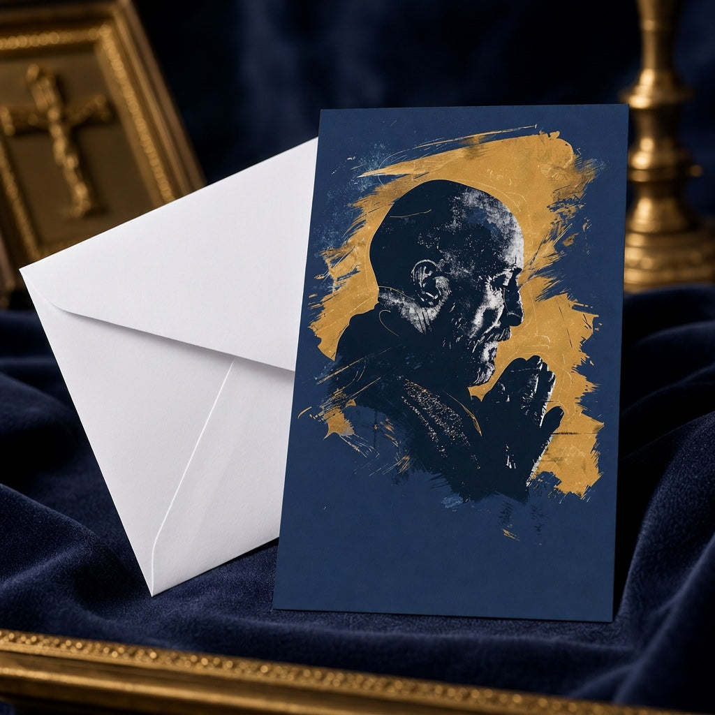 Saint Ignatius of Loyola prayer card in white envelope, ready to gift