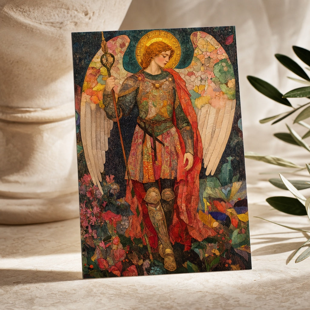 Saint Michael the Archangel Catholic prayer card with the prayer for protection