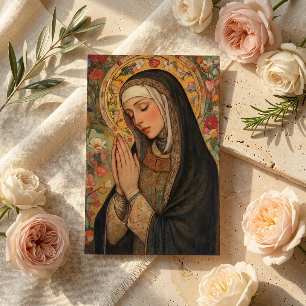 St. Rita of Cascia Catholic prayer card, patron saint of impossible causes