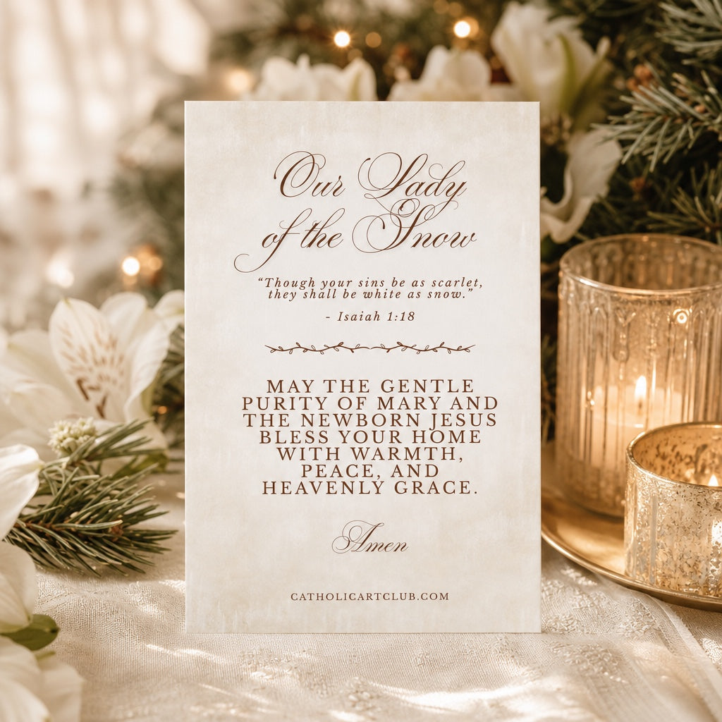 Back of Christmas card with Isaiah 1:18 verse and a blessing of warmth, peace and grace